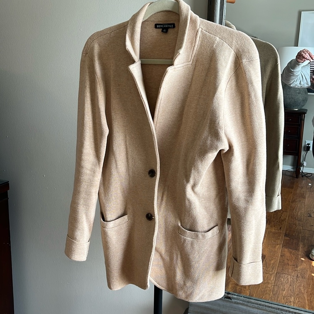 EUC J. Crew Sweater Blazer, beige, size medium